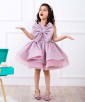 Pink Sequin Dresss With Big Statemnet Bow On The Bodice