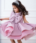 Pink Sequin Dresss With Big Statemnet Bow On The Bodice