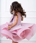 Pink Sequin Dresss With Big Statemnet Bow On The Bodice