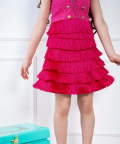 Fuchsia Color Crepe Jacket Style Dress With Matching Tassel Detailing