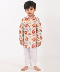 Lion And Mouse- White Unisex Kurta