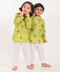 Ghost Print- Unisex Green Kurta