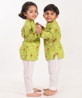 Ghost Print- Unisex Green Kurta