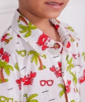Paradise Print- White Co-Ord Set For Boys
