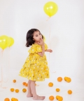 Ghost Print- Yellow Dress/ Frock For Girls