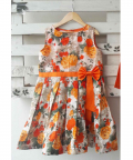 Orange Floral Printed Frock