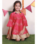 Pink katan silk Gota Emb Anarkali Gown 