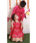 Pink katan silk Gota Emb Anarkali Gown 
