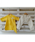 Asymmetric Katan Kurta  With Polka Dot Pyjama Set