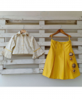 Cream Polka Dot Shirt With Pleated Skirt