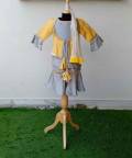 Grey Katan Kurta Paired With Sharara And Mustered Yellow Brocade Jacket