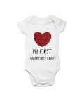 My First Valentine&s Day Heart Romper