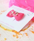 Choko Red Holi Bow Embellished Clip - Tomato Red
