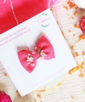 Choko Red Holi Bow Embellished Clip - Tomato Red