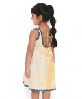 Buttercup Floral Printed Cotton Flare Dress, Yellow