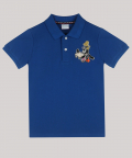 Blue Polo T-Shirt With Hand-Embellished Minion Motif