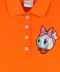 Orange Polo Dress With Drop Waist Silhouette And Daisy Duck Motif