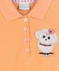 Peach Polo Dress With Drop Waist Silhouette And Hand-Embellished Owl Motif