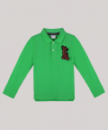 Embrelled Green Full Sleeves Polo T-Shirt With Simbha Motif