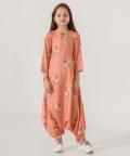 Scarlet Orange Dhoti Jumpsuit Kids