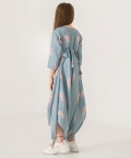 Aqua Blue Dhoti Jumpsuit Kids