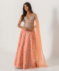 Scarlet Orange Kali Lehenga Set