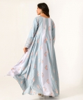 Aqua Blue & Slate Grey Bralette, Lungi & Cape Set