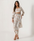 Pista Green Striped Cape, Bralette & Lungi Set