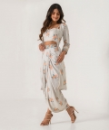 Pista Green Striped Cape, Bralette & Lungi Set