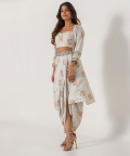Pista Green Striped Cape, Bralette & Lungi Set