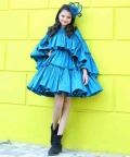 Peacock Blue Cape Dress