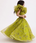 Green Printed Drape Blouse Top With Lehenga Skirt