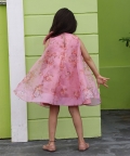 Party Wear Mauve Printed Flower Girl Dress