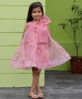 Party Wear Mauve Printed Flower Girl Dress