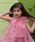 Party Wear Mauve Printed Flower Girl Dress