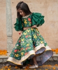 Bottle Green Autmn Bouquet Lehnga Blouse With Dupatta
