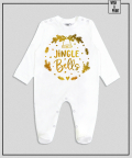 Jingle Bells Golden Print White Romper