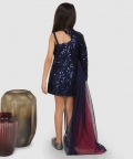 Sequance Dress Emblished With Double Layer Side Tail