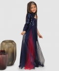 Sequance Dress Emblished With Double Layer Side Tail