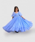 Torso Pleated Flaired Gown Emblished With Flower & Diamond