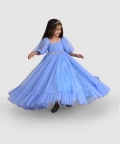 Torso Pleated Flaired Gown Emblished With Flower & Diamond