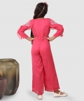 Jelly Joones Jumpsuit With Ruffel Net Sleeves Pink