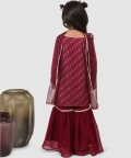 Lace Embellished Sharara Set With Dupatta Wine