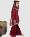 Lace Embellished Sharara Set With Dupatta Wine