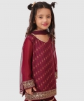 Lace Embellished Sharara Set With Dupatta Wine