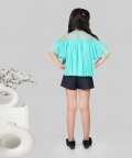 Jelly Jones Mint Color Gather Dress With Neck Beads 