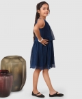 Pleated Frock With Dimond Embelisment On Neck Teal