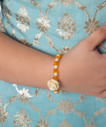 Baby Orange White Coral Colored Beaded Pearl Bracelet