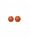 Round Orange Flower Studs