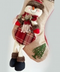 Jute Snowman Christmas Stockings, Large